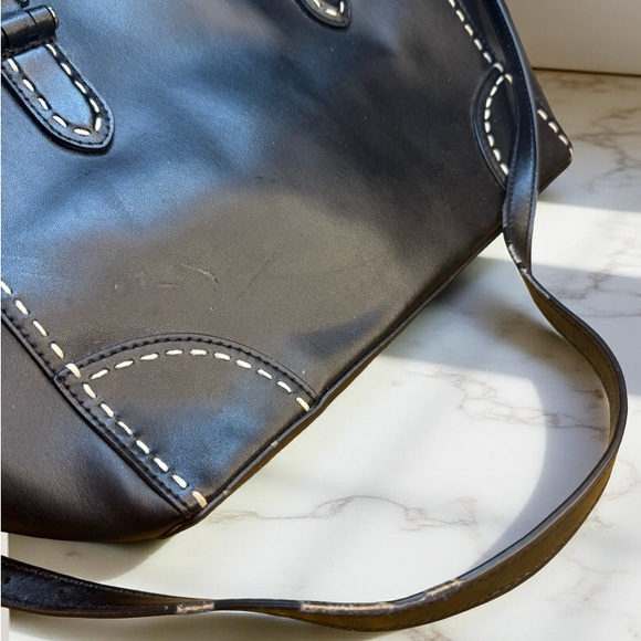 Ralph Lauren Black Satchel with White Stitching - Picture 8 of 9